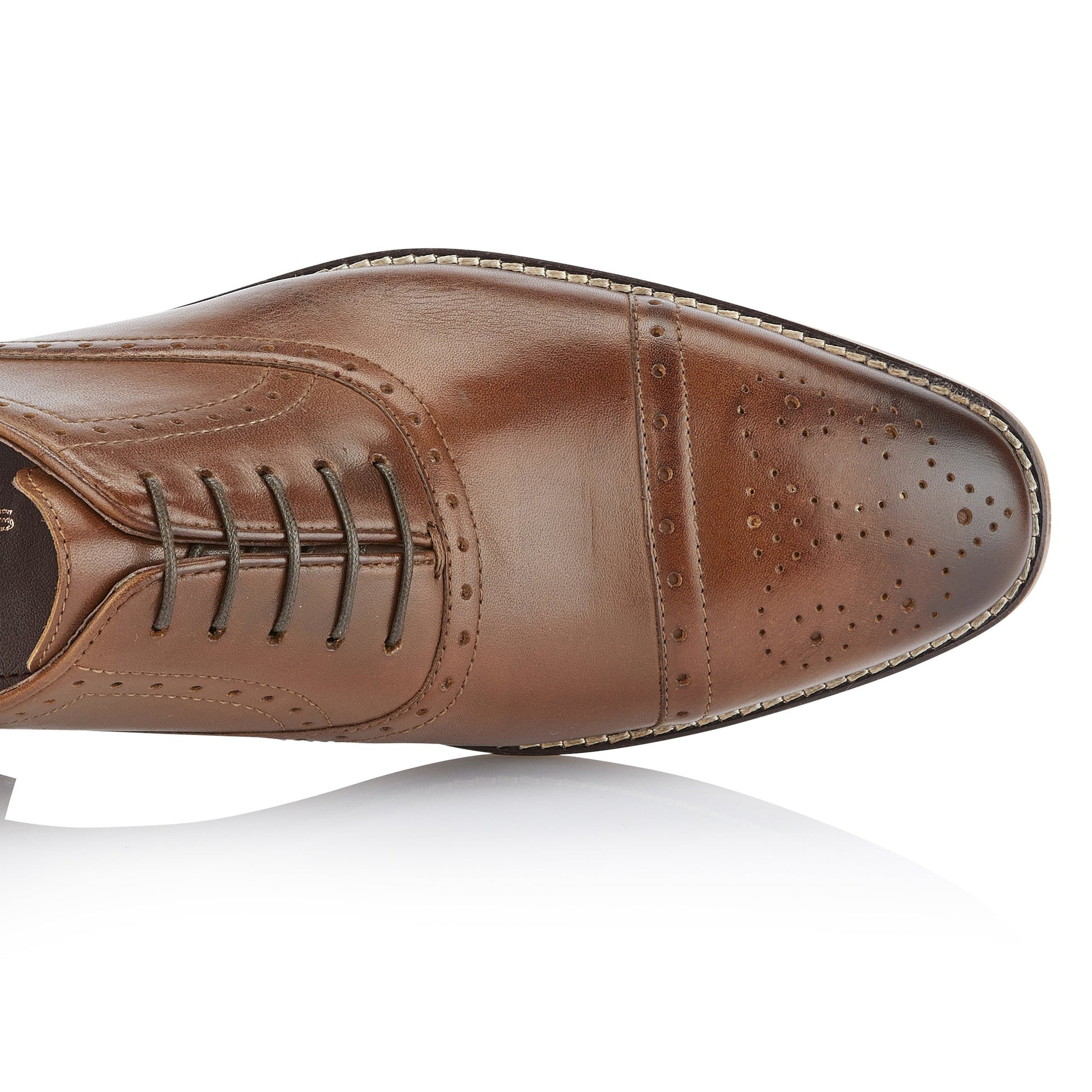 Mens Arthur Oxford Shoes In Chestnut With Brogue Detail