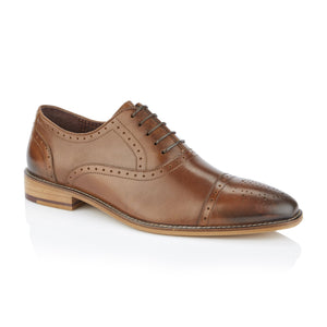 Mens Arthur Oxford Shoes In Chestnut With Brogue Detail