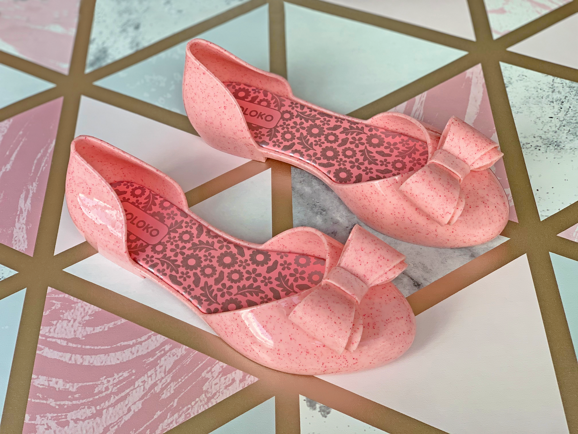 Coloko Blossom Marble Pink Pump Style Jelly Shoes