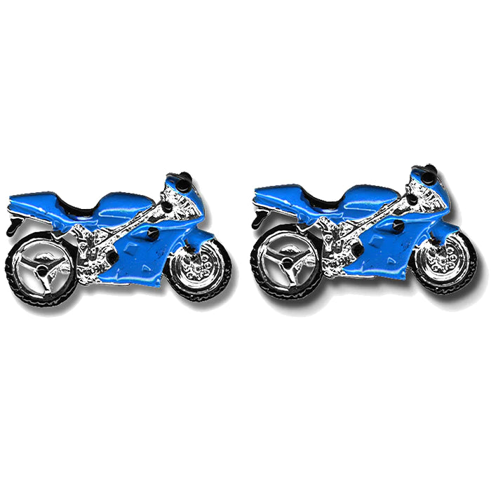 Blue Sports Bike Motorcycle Motorbike Cufflinks