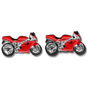Red Sports Bike Motorcycle Motorbike Cufflinks