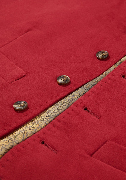 Vintage Inspired Men's Moleskin Waistcoat In Maroon Red