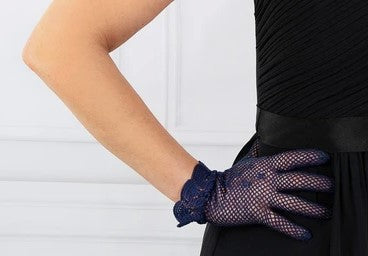 Navy Crochet Gloves