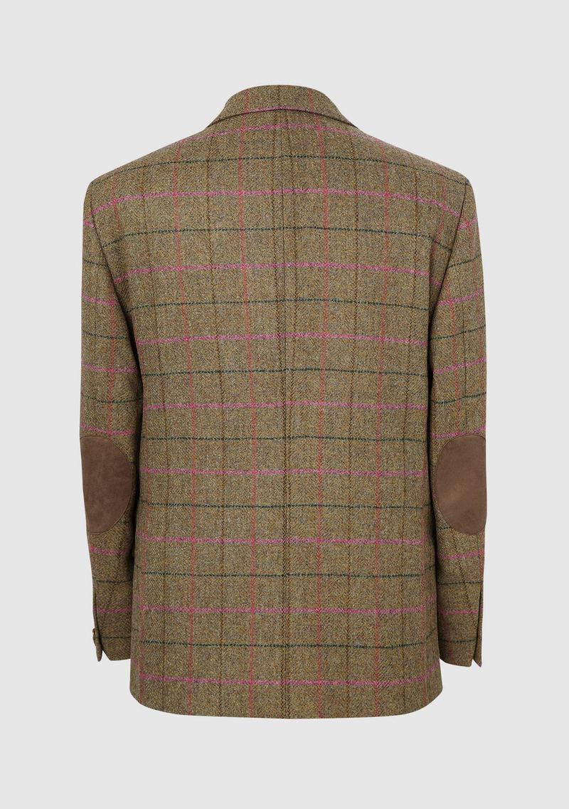 Patrick Mens Jacket In Green & Pink Yorkshire Tweed Back