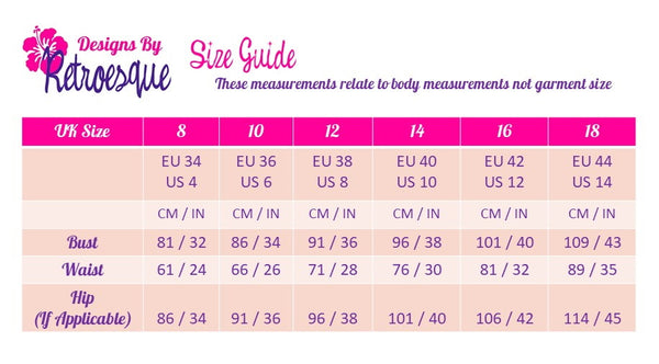 Rebecca Size Guide