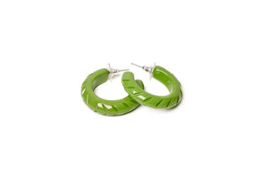 Splendette Palm Green Heavy Carve Hoop Earrings
