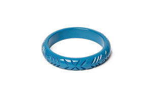 Splendette Vintage Inspired Heavy Carve Bangles In Peacock Blue Midi
