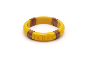Splendette Midi Bangle With Medium Cane In Ochre Yellow