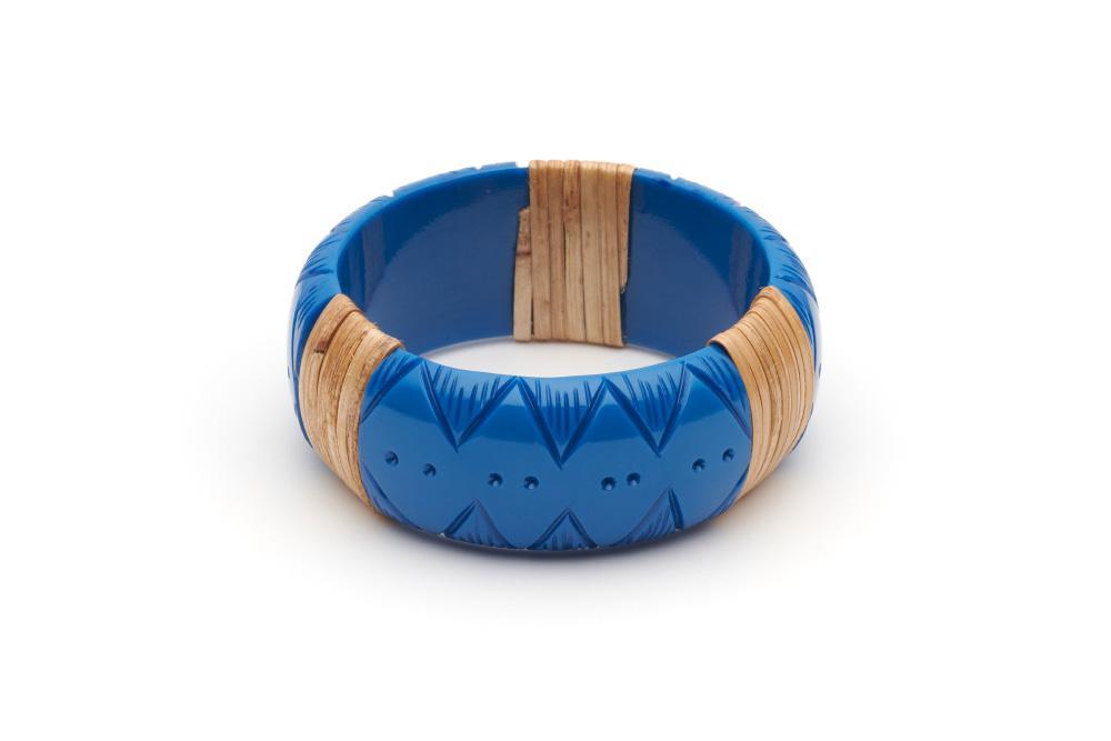 Splendette Wide Bangle With Light Cane In Pacific Blue