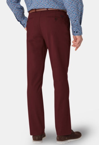 Ben Tailored Carefree Cotton Chinos In Wine Red