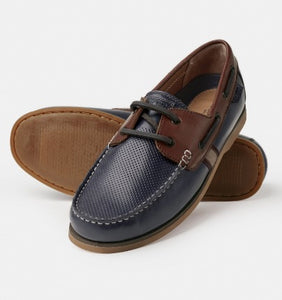 Birch Navy & Brown Leather Boat Deck Shoe