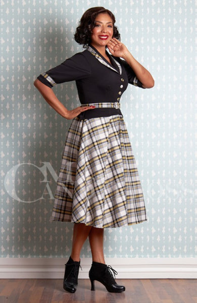 Miss Candyfloss Minette Lou Elbow Length Sleeve Tartan Swing Dress
