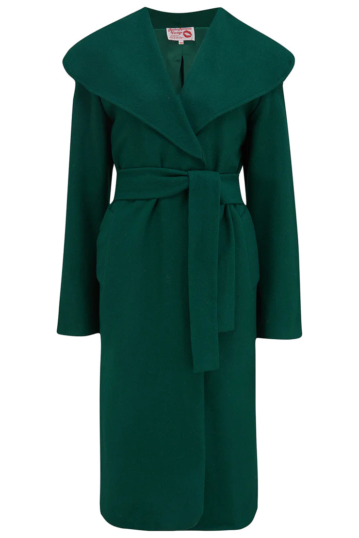 Monroe Wrap Coat Late 40s Early 50s Vintage Inpsired Coat In Green