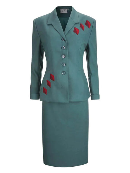 1940s Replica Majestic Two Piece Skirt Suit In Pheasant
