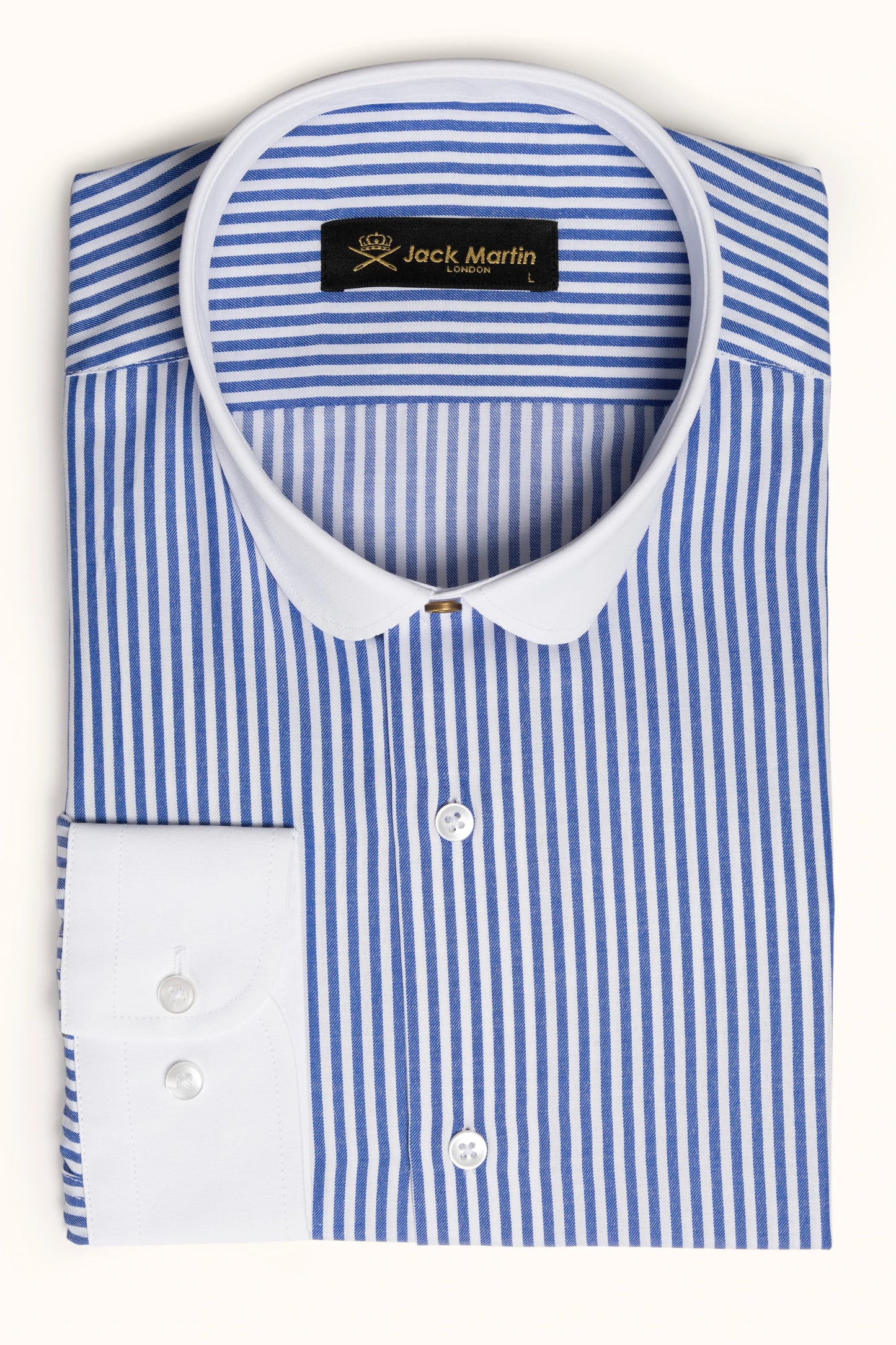 Peaky Blinders Royal Blue White Stripe Penny Collar Long Sleeve Shirt