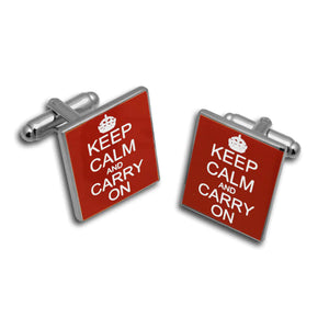 Keep Calm and Carry On Red Cufflinks