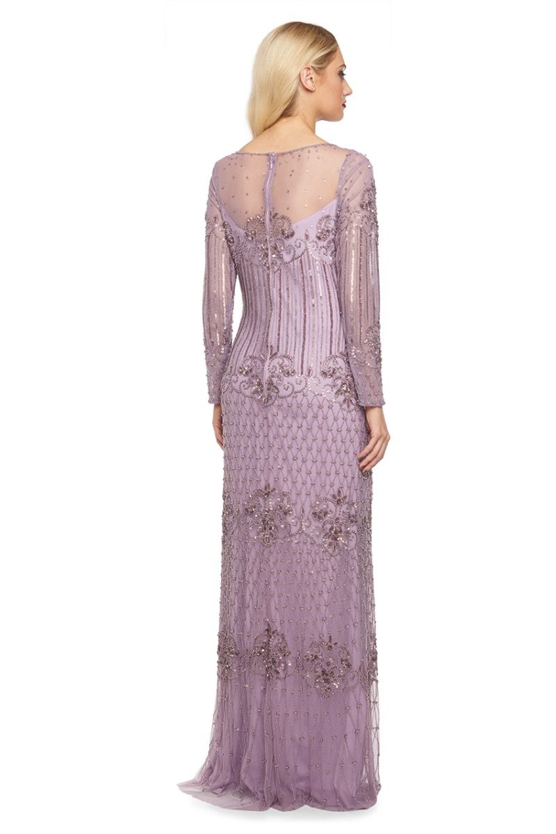 Dolores Lavender Purple Maxi Beaded Sleeved Dress Size 14