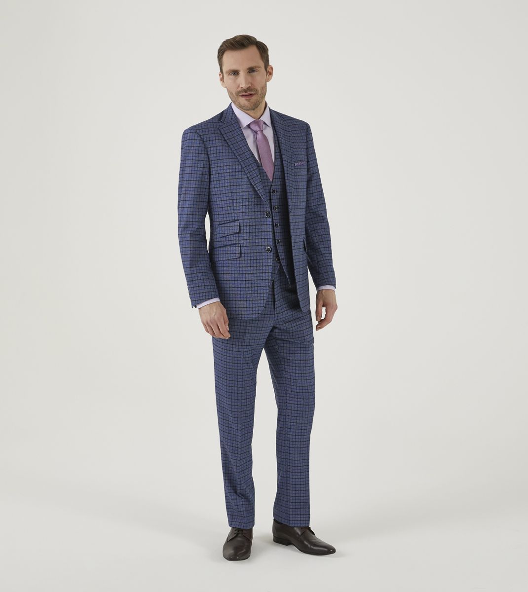 Skopes Enzo Blue & Navy Check Suit