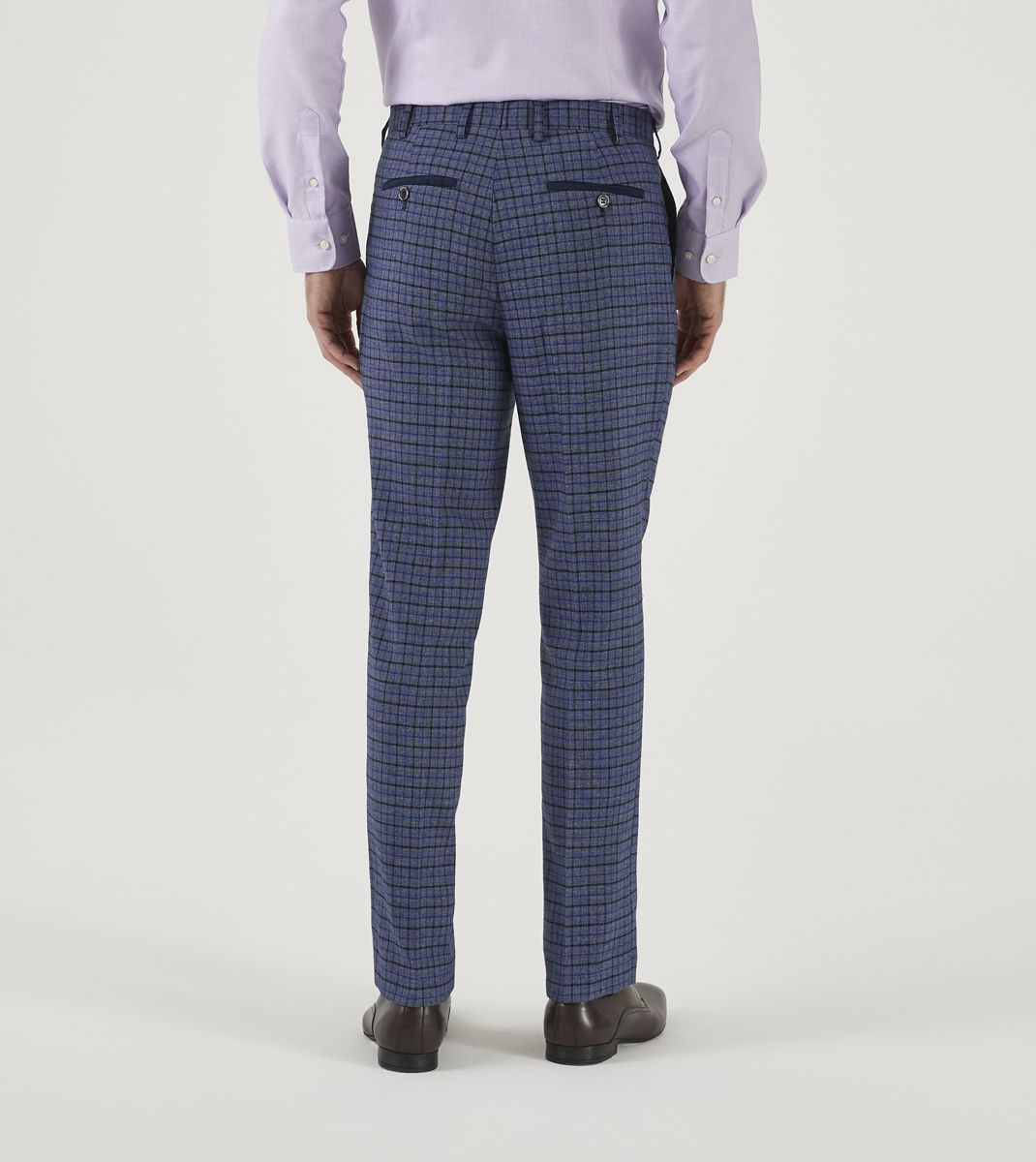 Skopes Enzo Blue & Navy Check Tailored Trousers