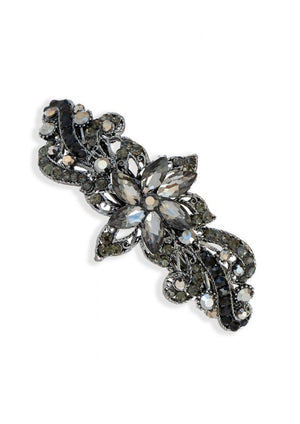Pewter Lily Dark Crystal Hair Barrette