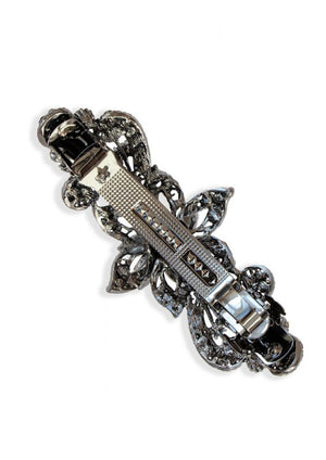 Pewter Lily Dark Crystal Hair Barrette