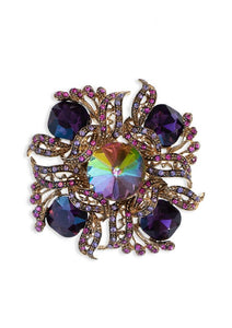 Ornate Lilac Purple Crystal Hairclip Brooch Pendant