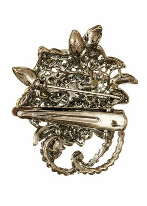 All The Blues Crystal Bouquet Pewter Hairclip Brooch