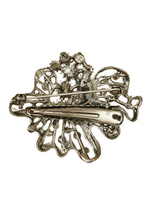 Electric Pink Crystal Bouquet Pewter Hairclip Brooch