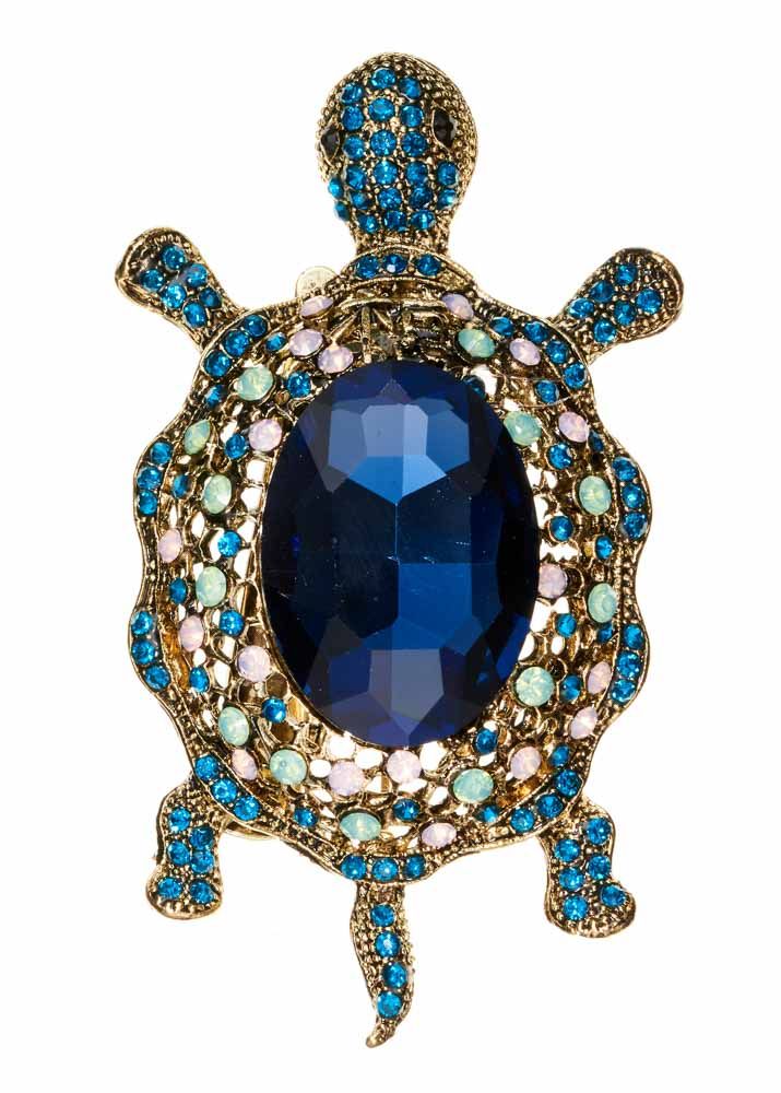 Opal Blue Crystal Turtle Hairclip Brooch Pendant