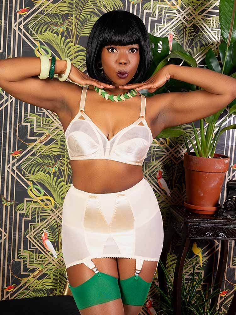 What Katie Did Glamour Open Bottom Peach 6 Strap Girdle RetroEsque What Katie Did Glamour Open Bottom Peach 6 Strap Girdle RetroEsque