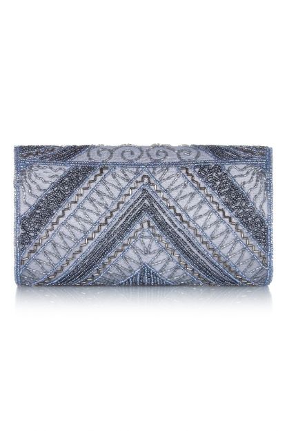 1920s Inspired Beatrice Hand Embellished Clutch Bag In Grey