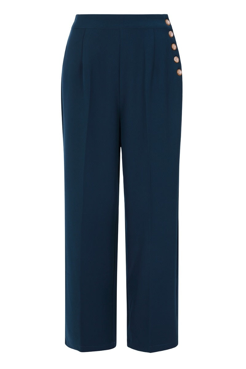 Ginger High Waisted Swing Trousers In Teal/Petrol Blue 20 & 24 only ...
