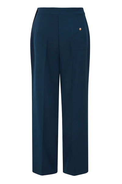 Ginger Vintage Style High Waisted Swing Trousers In Teal