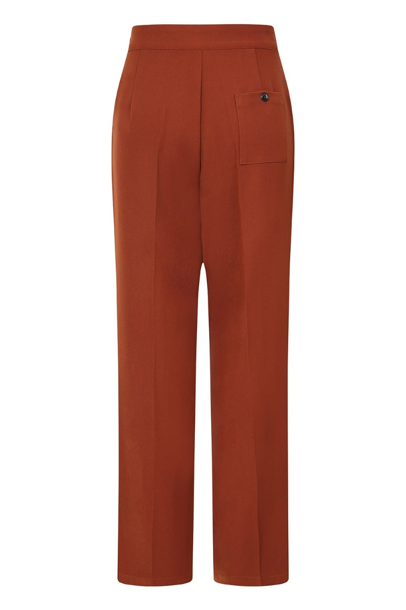 Ginger Vintage Style High Waisted Swing Trousers In Brown
