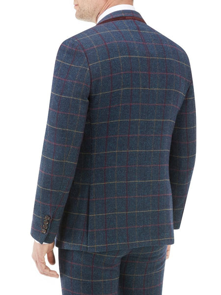 Skopes Doyle Tweed Style Blazer Jacket In Navy & Wine Check