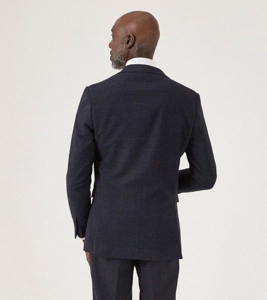 Skopes Aiken Tweed Style Blazer Jacket In Navy Blue & Red Check