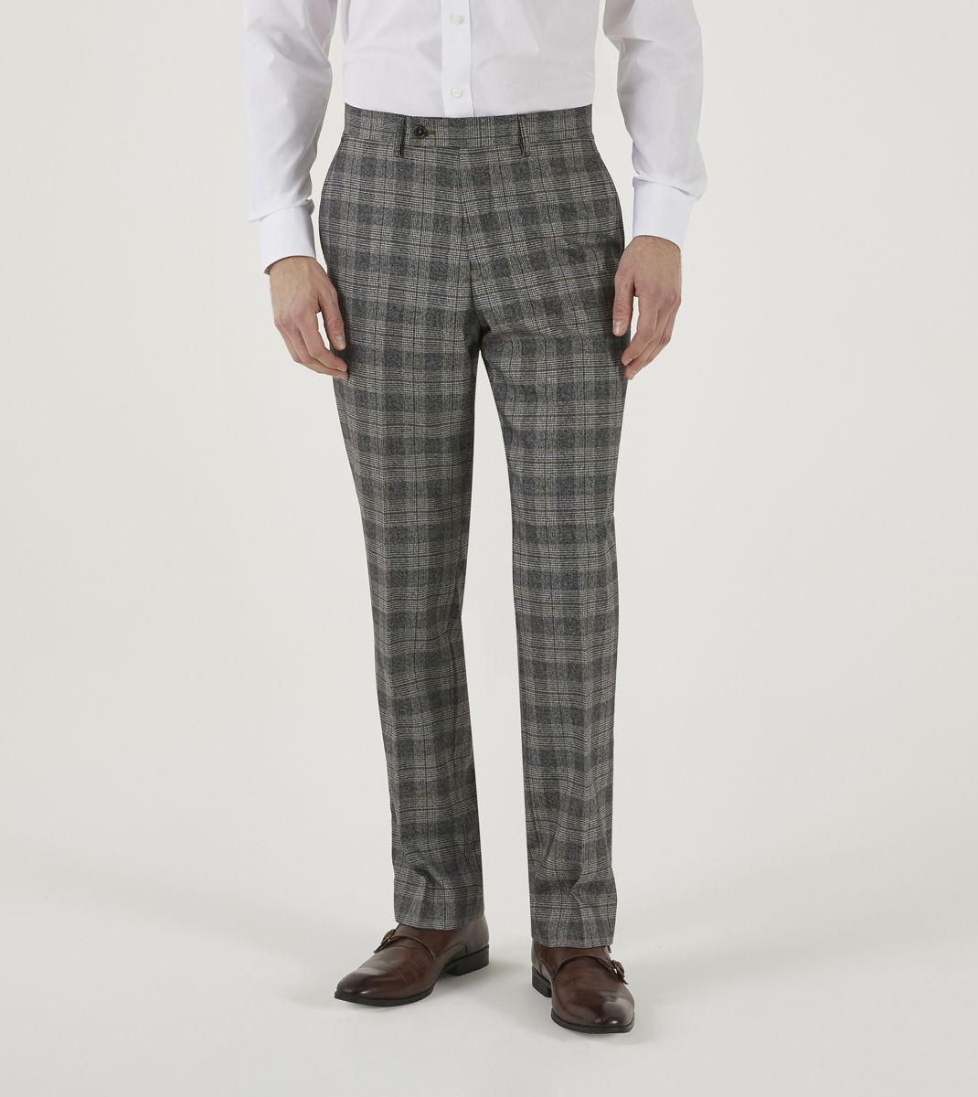 Skopes Tatton Grey & Brown Check Tailored Trousers