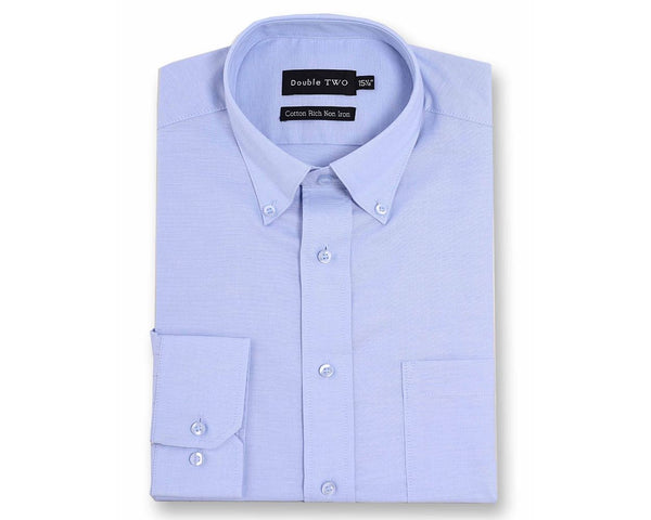 Mens Blue Oxford Button Down Long Sleeve Shirt