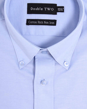 Mens Blue Oxford Button Down Long Sleeve Shirt