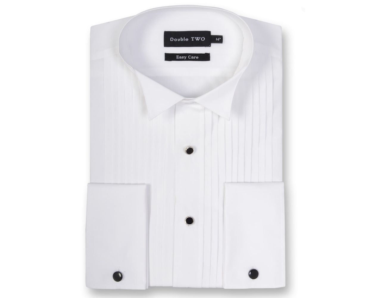 Men's White Wing Collar Stitch Pleat Formal Dress Shirt