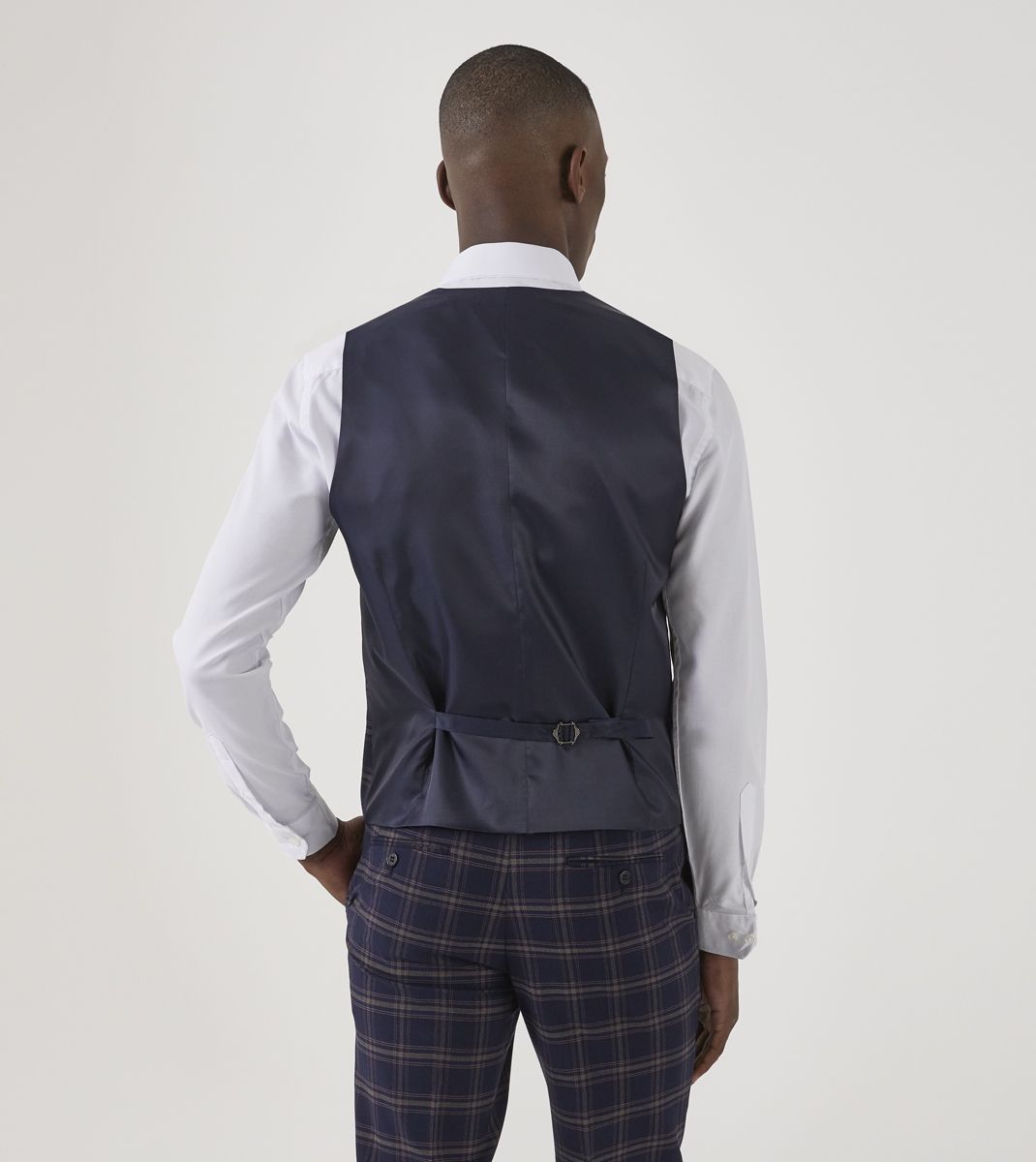 Skopes Stewart Blue & Pink Check Double Breasted Waistcoat