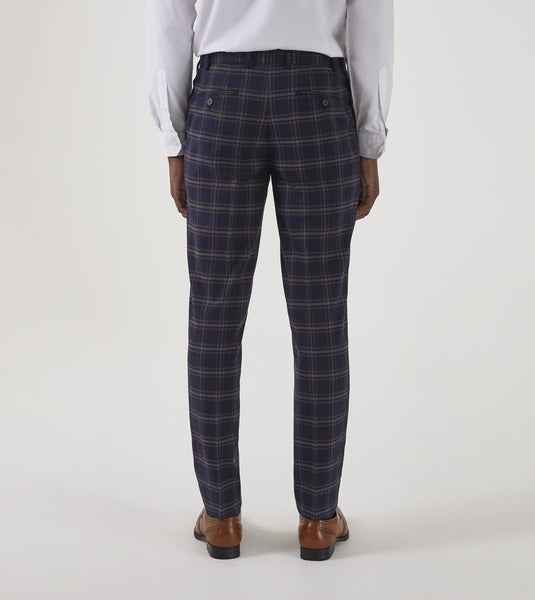 Skopes Stewart Blue & Pink Check Tapered Trousers