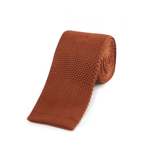 Rust Knitted Tie & Pocket Square