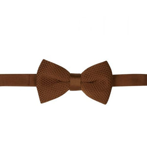 Rust Knitted Bow Tie & Navy Pocket Square